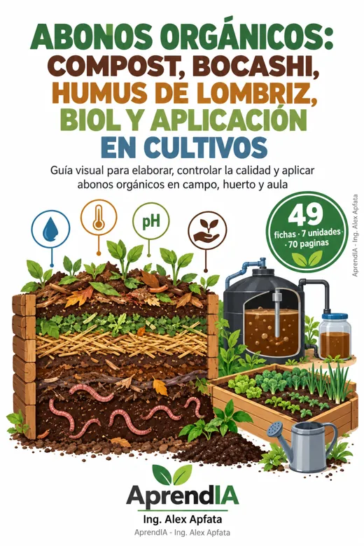 Portada: Abonos Orgánicos: Compost, Bocashi, Humus de Lombriz, Biol y Aplicación en Cultivos