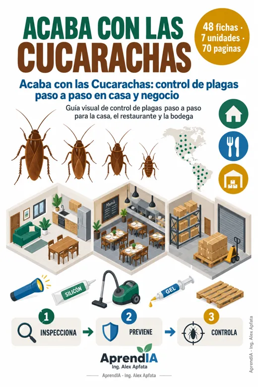 Portada de Acaba con las Cucarachas: control de plagas paso a paso en casa y negocio