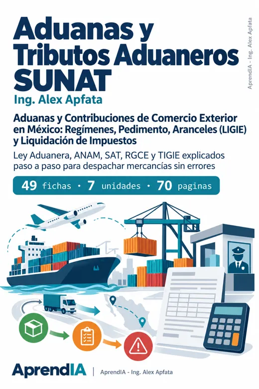 Portada: Aduanas y Contribuciones de Comercio Exterior en México: Regímenes, Pedimento, Aranceles (LIGIE) y Liquidación de Impuestos