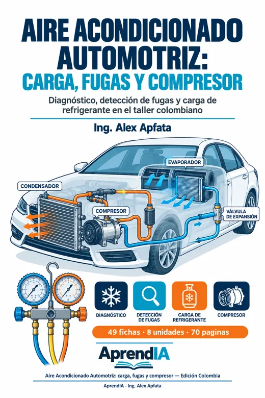 Portada: Aire Acondicionado Automotriz: carga, fugas y compresor — Edición Colombia
