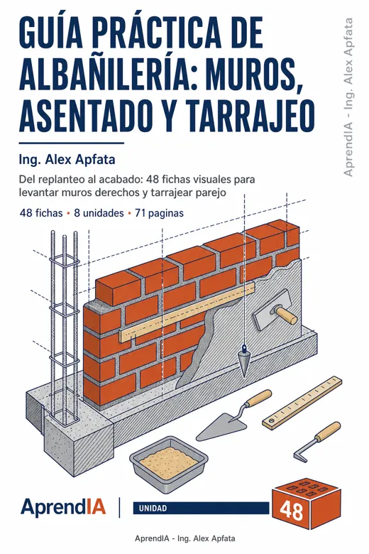 Portada de Guía Práctica de Albañilería: Muros, Asentado y Tarrajeo