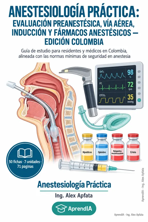 Portada: Anestesiología Práctica: Evaluación Preanestésica, Vía Aérea, Inducción y Fármacos Anestésicos — Edición Colombia