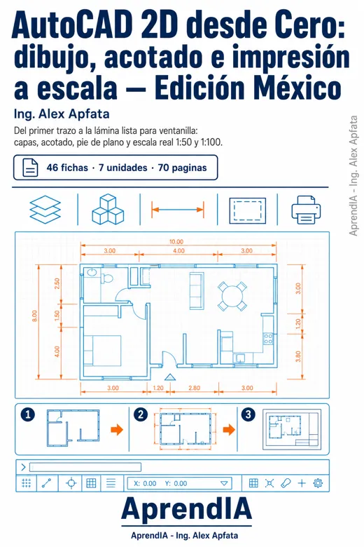 Portada de AutoCAD 2D desde Cero: dibujo, acotado e impresión a escala — Edición México