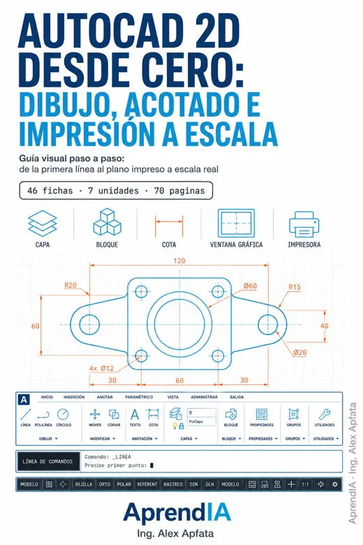 Portada de AutoCAD 2D desde Cero: dibujo, acotado e impresión a escala