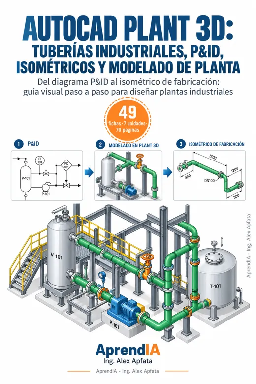 Portada: AutoCAD Plant 3D: Tuberías Industriales, P&ID, Isométricos y Modelado de Planta