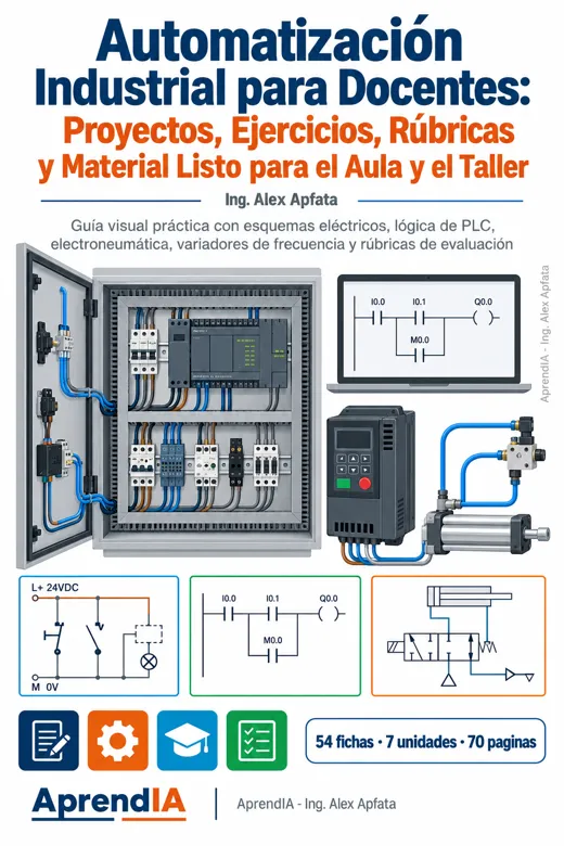 Portada: Automatización Industrial para Docentes: Proyectos, Ejercicios, Rúbricas y Material Listo para el Aula y el Taller