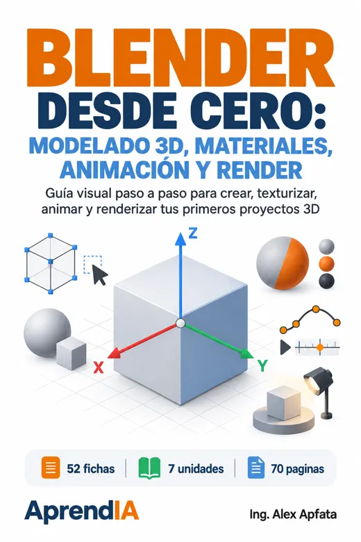 Portada: Blender desde Cero: Modelado 3D, Materiales, Animación y Render