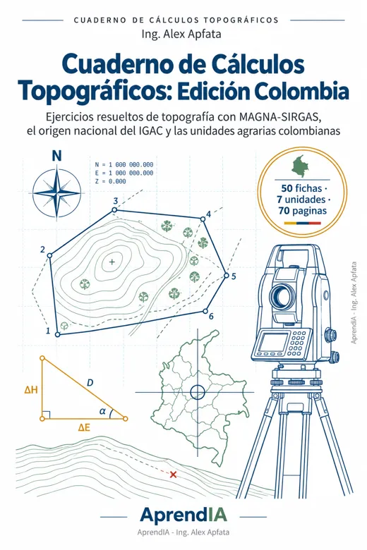 Portada: Cuaderno de Cálculos Topográficos: Edición Colombia