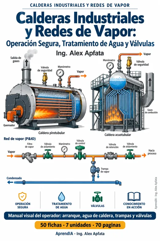 Portada: Calderas Industriales y Redes de Vapor: Operación Segura, Tratamiento de Agua y Válvulas