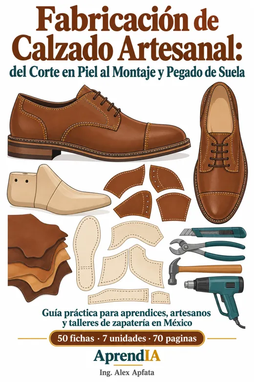 Portada: Fabricación de Calzado Artesanal: del Corte en Piel al Montaje y Pegado de Suela