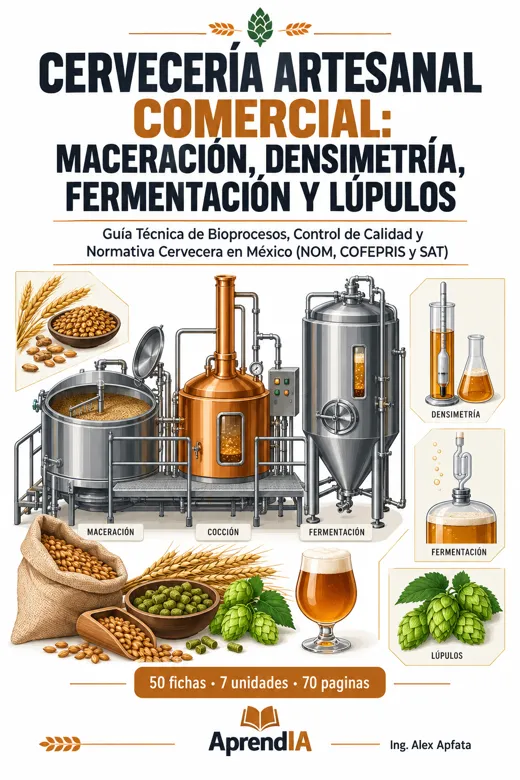 Portada de Cervecería Artesanal Comercial: Maceración, Densimetría, Fermentación y Lúpulos