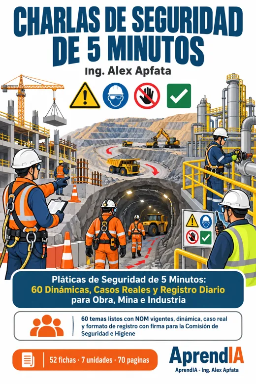 Portada: Pláticas de Seguridad de 5 Minutos: 60 Dinámicas, Casos Reales y Registro Diario para Obra, Mina e Industria