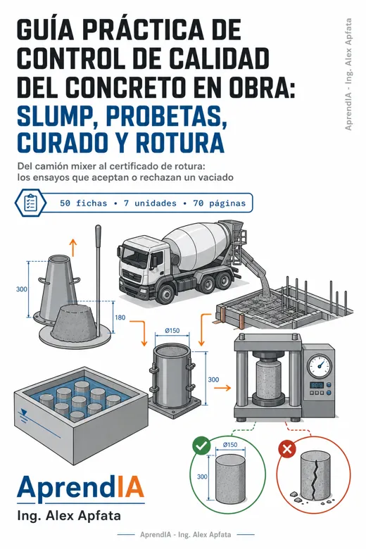 Portada de Guía Práctica de Control de Calidad del Concreto en Obra: Slump, Probetas, Curado y Rotura