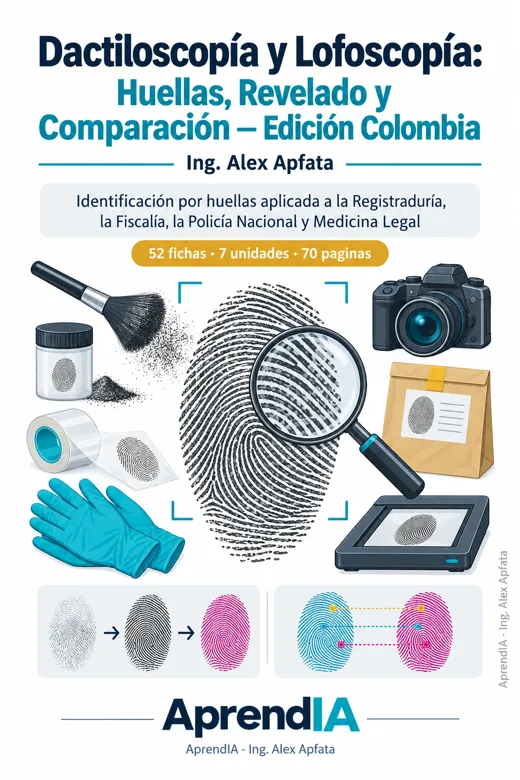 Portada: Dactiloscopía y Lofoscopía: Huellas, Revelado y Comparación — Edición Colombia