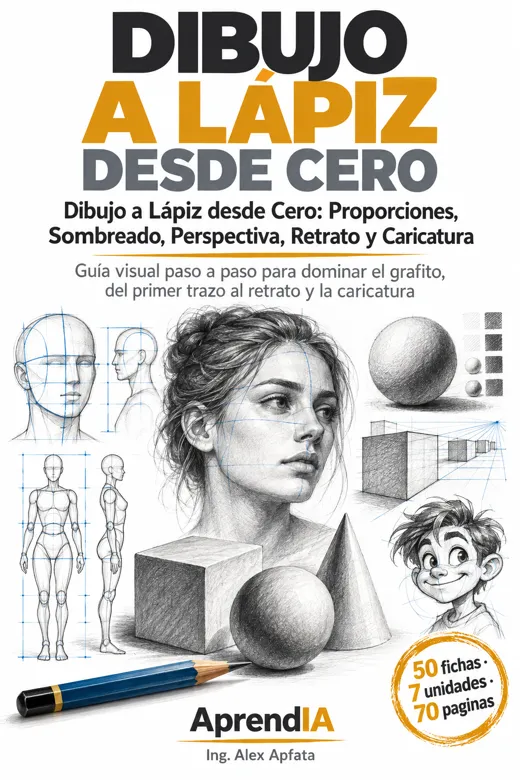 Portada: Dibujo a Lápiz desde Cero: Proporciones, Sombreado, Perspectiva, Retrato y Caricatura