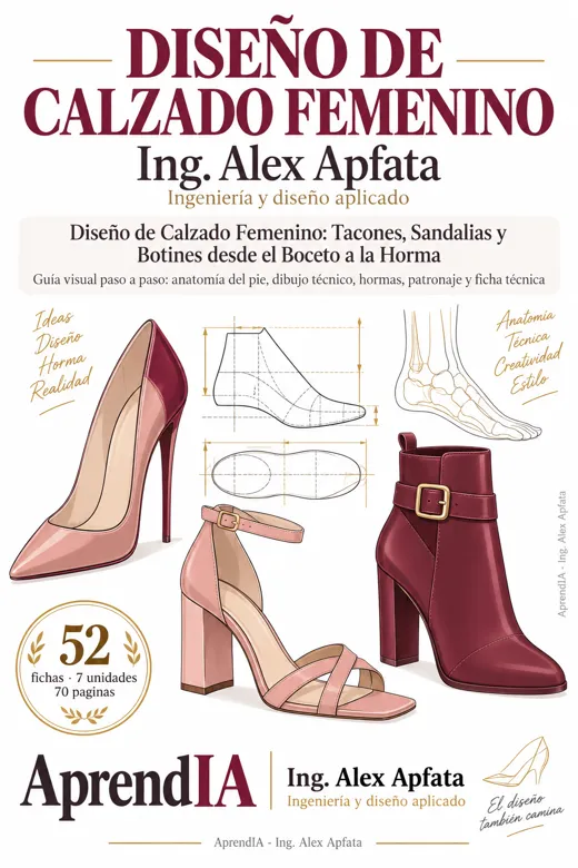 Portada: Diseño de Calzado Femenino: Tacones, Sandalias y Botines desde el Boceto a la Horma
