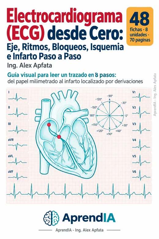 Portada: Electrocardiograma (ECG) desde Cero: Eje, Ritmos, Bloqueos, Isquemia e Infarto Paso a Paso