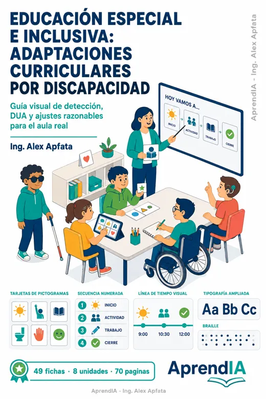 Portada: Educación Especial e Inclusiva: Adaptaciones Curriculares por Discapacidad