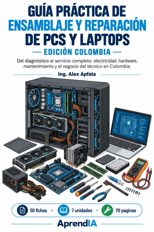 Portada de Guía Práctica de Ensamblaje y Reparación de PCs y Laptops — Edición Colombia
