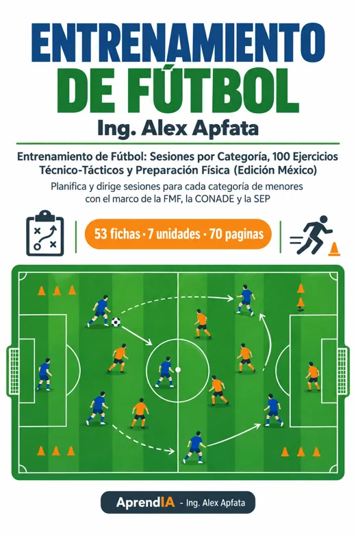Portada de Entrenamiento de Fútbol: Sesiones por Categoría, 100 Ejercicios Técnico-Tácticos y Preparación Física (Edición México)