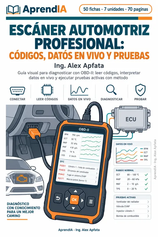 Portada: Escáner Automotriz Profesional: Códigos, Datos en Vivo y Pruebas