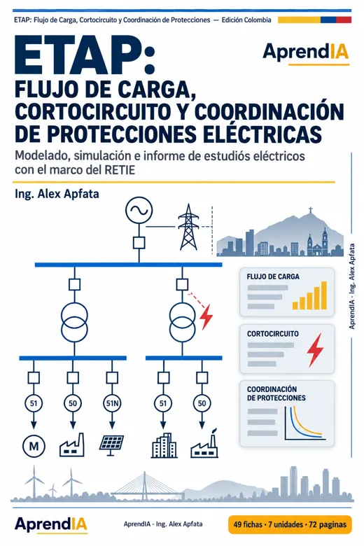 Portada: ETAP: Flujo de Carga, Cortocircuito y Coordinación de Protecciones — Edición Colombia
