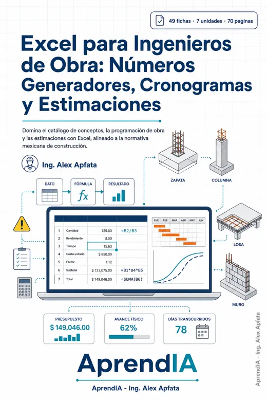 Portada: Excel para Ingenieros de Obra: Números Generadores, Cronogramas y Estimaciones