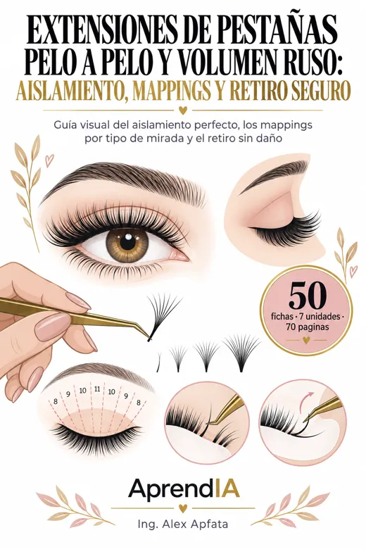 Portada: Extensiones de Pestañas Pelo a Pelo y Volumen Ruso: Aislamiento, Mappings y Retiro Seguro