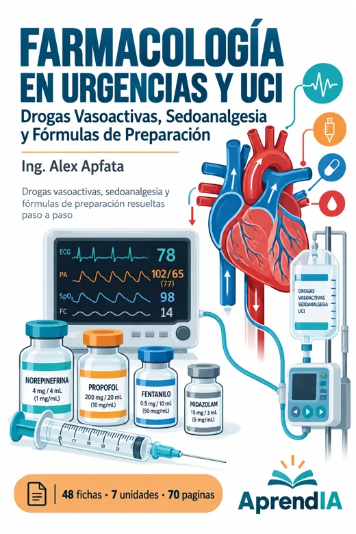 Portada: Farmacología en Urgencias y UCI: Drogas Vasoactivas, Sedoanalgesia y Fórmulas de Preparación