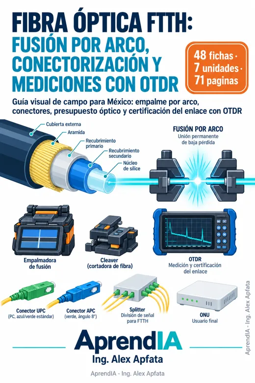Portada: Fibra Óptica FTTH: Fusión por Arco, Conectorización y Mediciones con OTDR