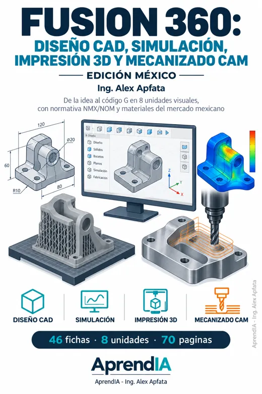 Portada: Fusion 360: Diseño CAD, Simulación, Impresión 3D y Mecanizado CAM — Edición México