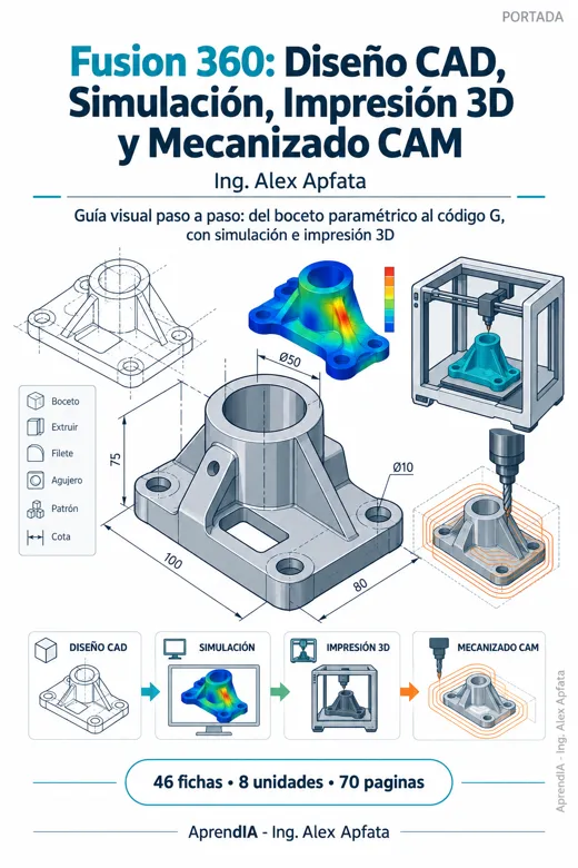 Portada: Fusion 360: Diseño CAD, Simulación, Impresión 3D y Mecanizado CAM