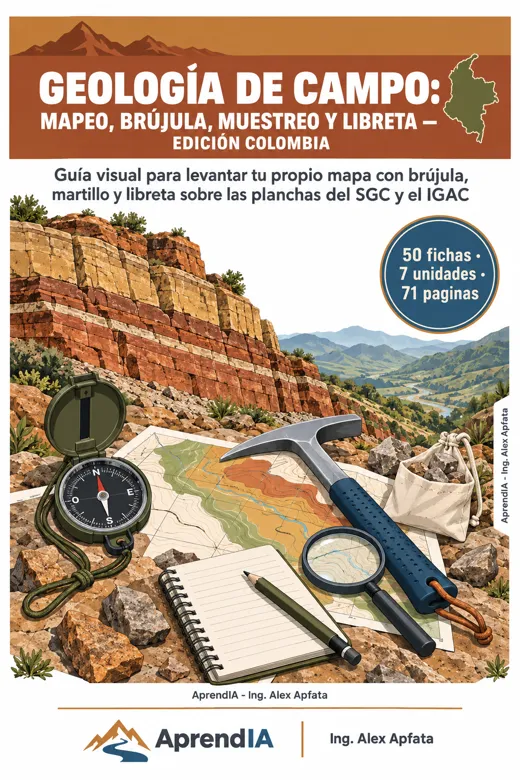 Portada: Geología de Campo: mapeo, brújula, muestreo y libreta — Edición Colombia