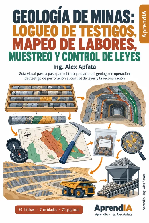 Portada: Geología de Minas: Logueo de Testigos, Mapeo de Labores, Muestreo y Control de Leyes