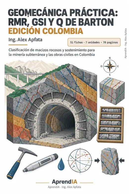 Portada: Geomecánica Práctica: RMR, GSI y Q de Barton. Edición Colombia