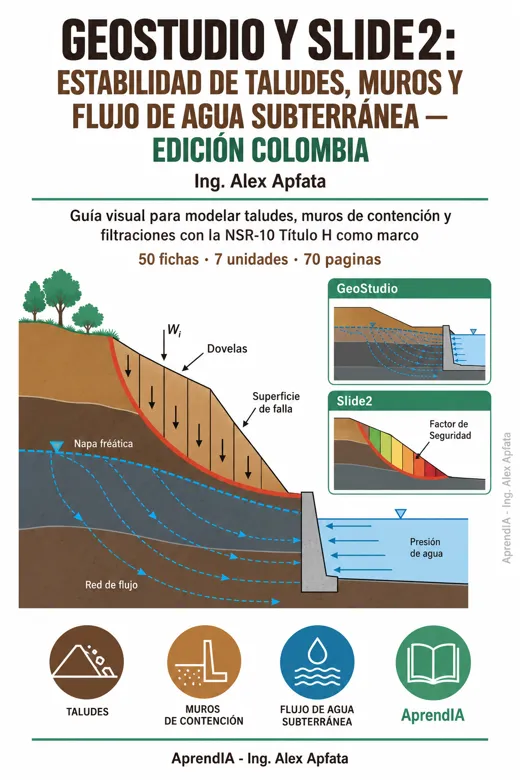 Portada: GeoStudio y Slide2: Estabilidad de Taludes, Muros y Flujo de Agua Subterránea — Edición Colombia