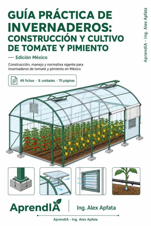 Portada: Guía Práctica de Invernaderos: Construcción y Cultivo de Tomate y Pimiento — Edición México