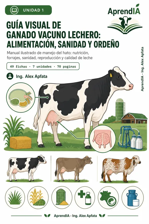 Portada: Guía Visual de Ganado Vacuno Lechero: Alimentación, Sanidad y Ordeño