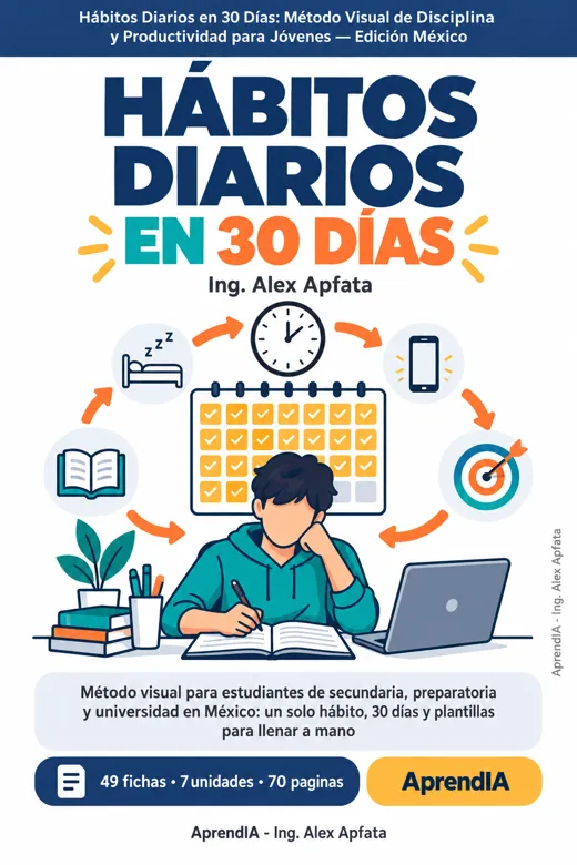 Portada: Hábitos Diarios en 30 Días: Método Visual de Disciplina y Productividad para Jóvenes — Edición México