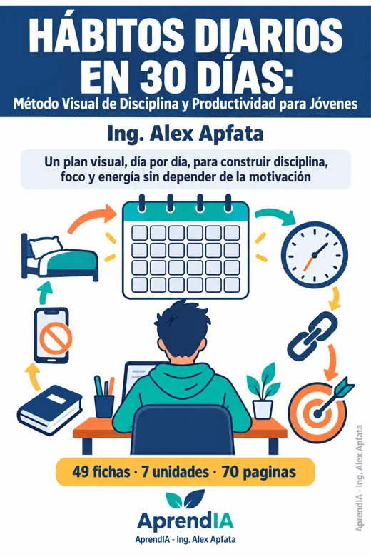 Portada: Hábitos Diarios en 30 Días: Método Visual de Disciplina y Productividad para Jóvenes