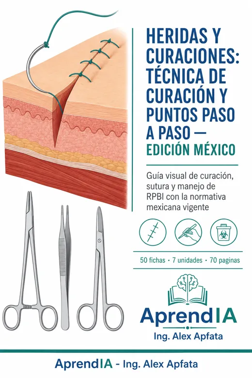 Portada de Heridas y Curaciones: técnica de curación y puntos paso a paso — Edición México