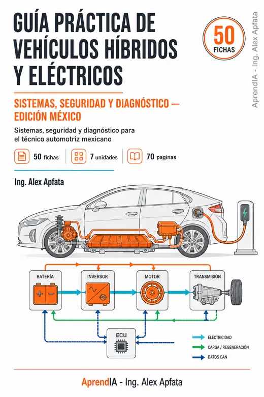Portada: Guía Práctica de Vehículos Híbridos y Eléctricos: Sistemas, Seguridad y Diagnóstico — Edición México