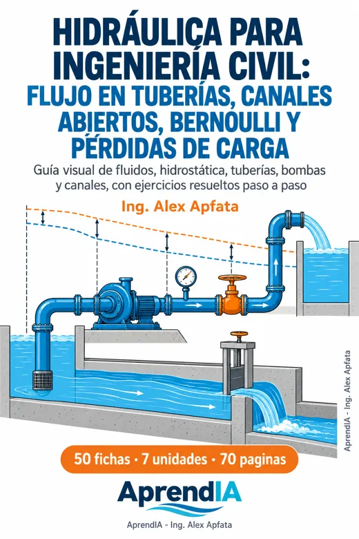 Portada: Hidráulica para Ingeniería Civil: Flujo en Tuberías, Canales Abiertos, Bernoulli y Pérdidas de Carga
