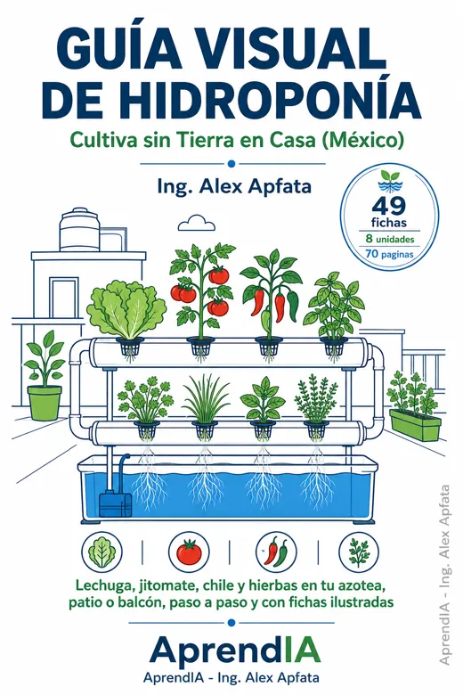 Portada de Guía Visual de Hidroponía: Cultiva sin Tierra en Casa (México)