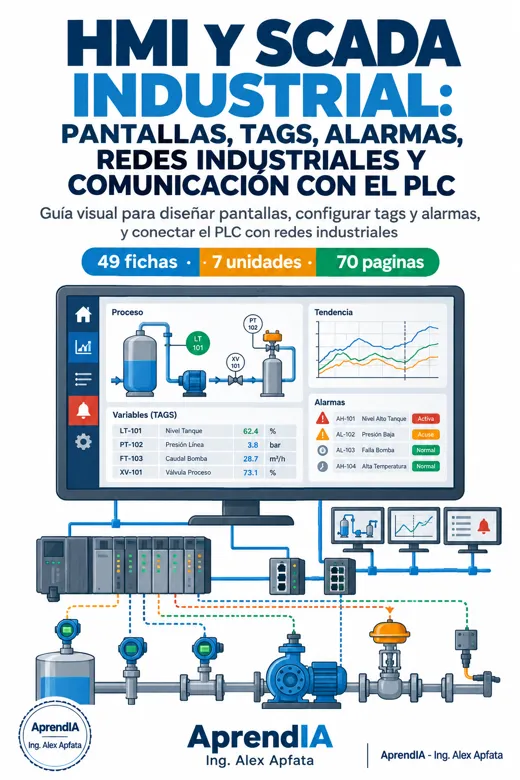 Portada: HMI y SCADA Industrial: Pantallas, Tags, Alarmas, Redes Industriales y Comunicación con el PLC