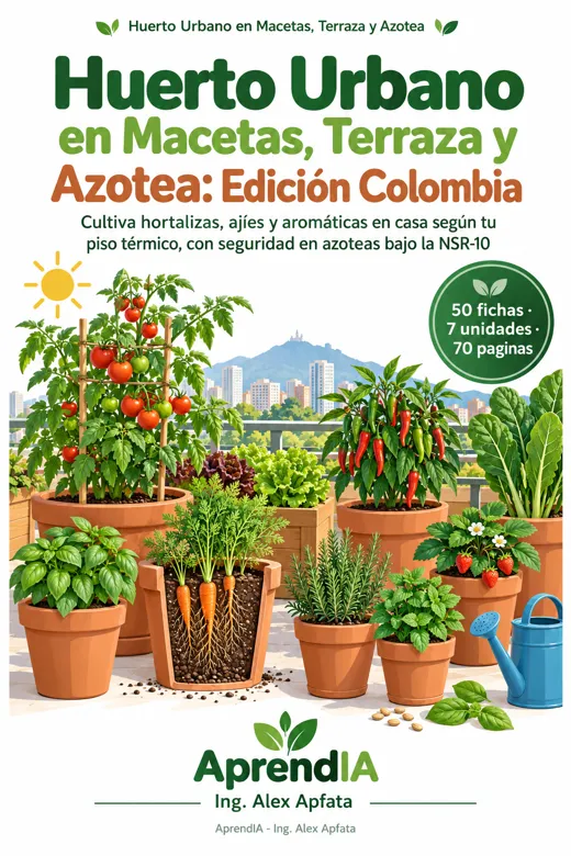 Portada de Huerto Urbano en Macetas, Terraza y Azotea: Edición Colombia
