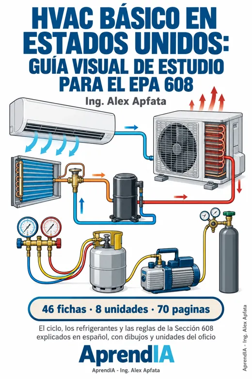 Portada: HVAC Básico en Estados Unidos: Guía Visual de Estudio para el EPA 608