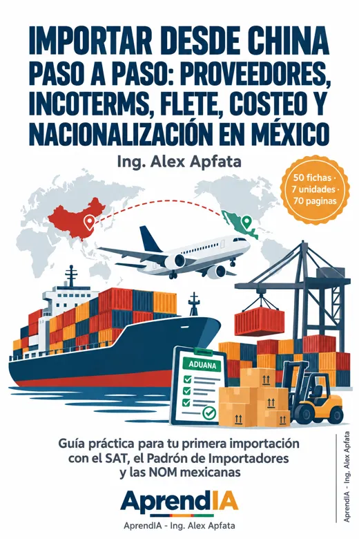 Portada de Importar desde China Paso a Paso: Proveedores, Incoterms, Flete, Costeo y Nacionalización en México