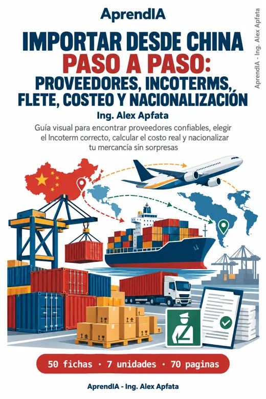 Portada: Importar desde China Paso a Paso: Proveedores, Incoterms, Flete, Costeo y Nacionalización
