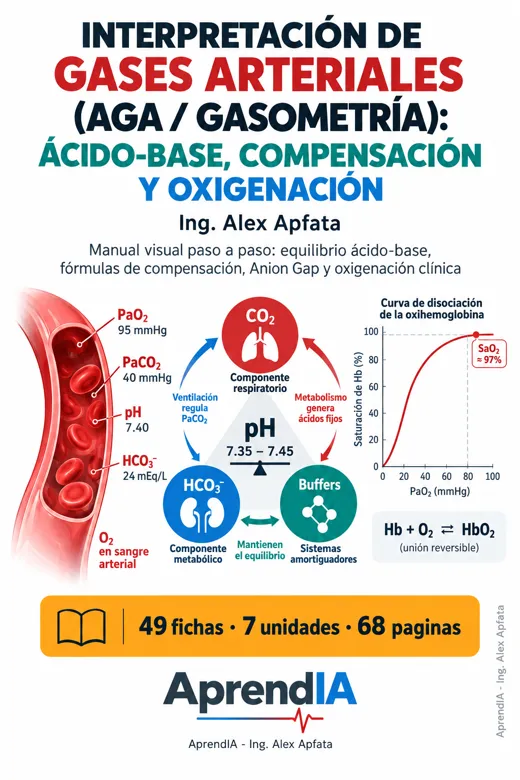 Portada: Interpretación de Gases Arteriales (AGA / Gasometría): Ácido-Base, Compensación y Oxigenación